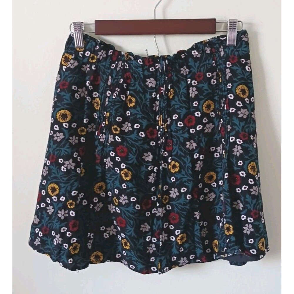 Loft Womens Floral Pull‎ On Mini Skirt Blue Black Lined Size S